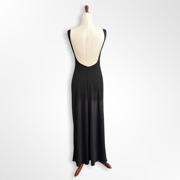 VTG 90s Laundry by Shelli Segal Backless Long Black Maxi Dress Gown, 6 Stretchy - Picture 6 of 7